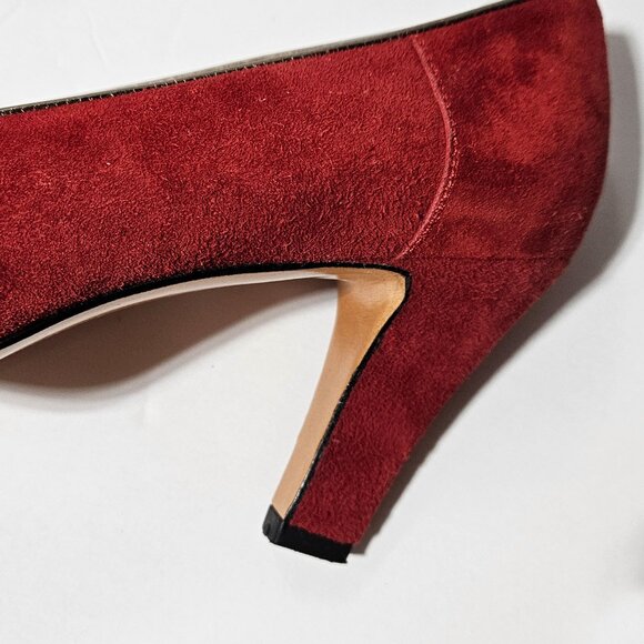 Salvatore Ferragamo Red Suede Pumps – Size 9 AAAA (Ultra Narrow) – Vintage - Picture 5 of 6